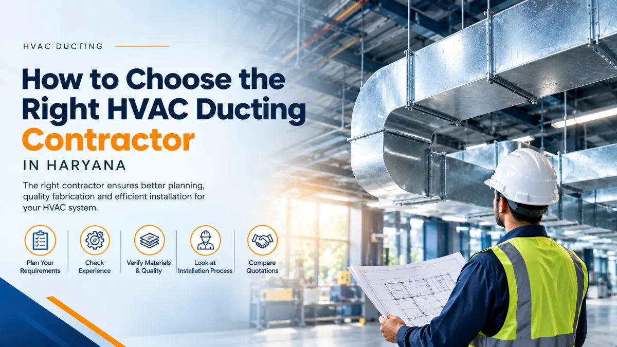 Industrial HVAC ductwork fabrication and installation at a factory in Haryana